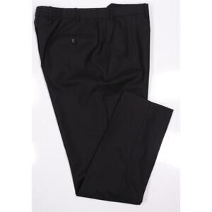 Brioni Current Brunico Solid Black Flat Front Wool Dress Pants Trousers 38x29